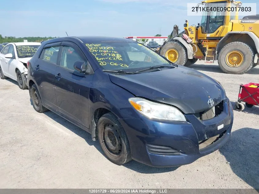 2009 Toyota Matrix Xr VIN: 2T1KE40E09C017803 Lot: 12031729