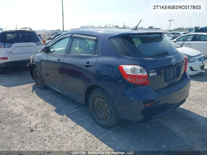 2009 Toyota Matrix Xr VIN: 2T1KE40E09C017803 Lot: 12031729