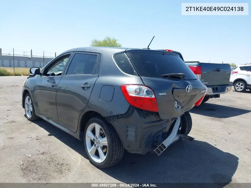 2009 Toyota Matrix S VIN: 2T1KE40E49C024138 Lot: 39507209