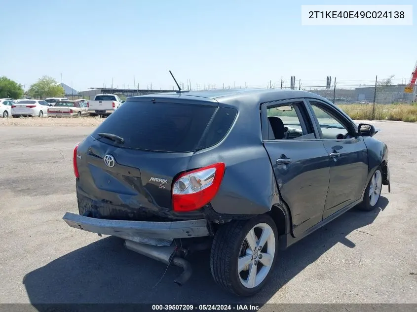 2009 Toyota Matrix S VIN: 2T1KE40E49C024138 Lot: 39507209