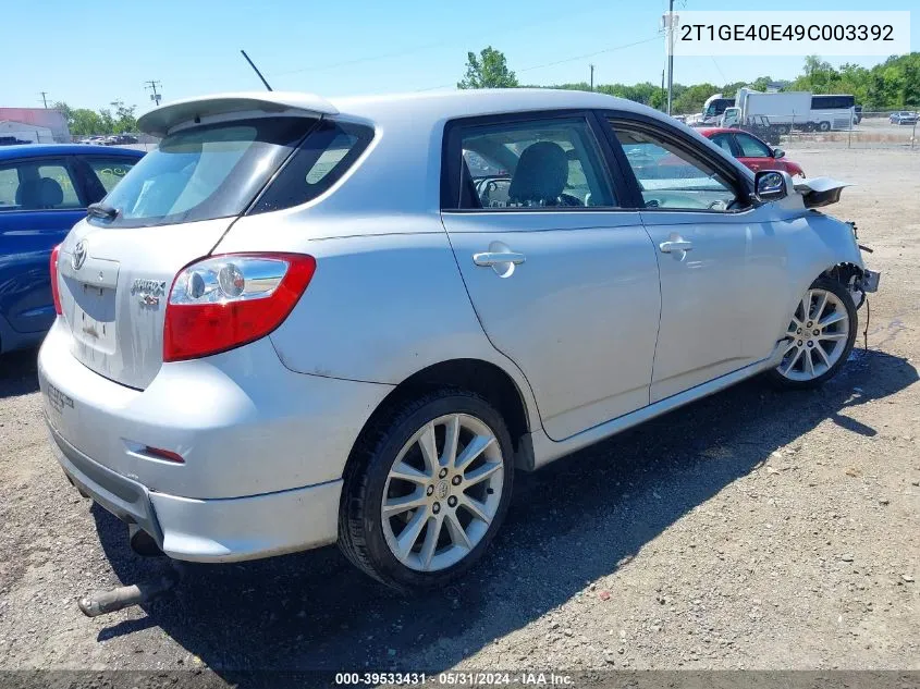 2009 Toyota Matrix Xrs VIN: 2T1GE40E49C003392 Lot: 39533431