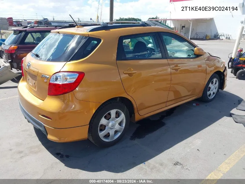 2009 Toyota Matrix S VIN: 2T1KE40E39C024194 Lot: 40174004