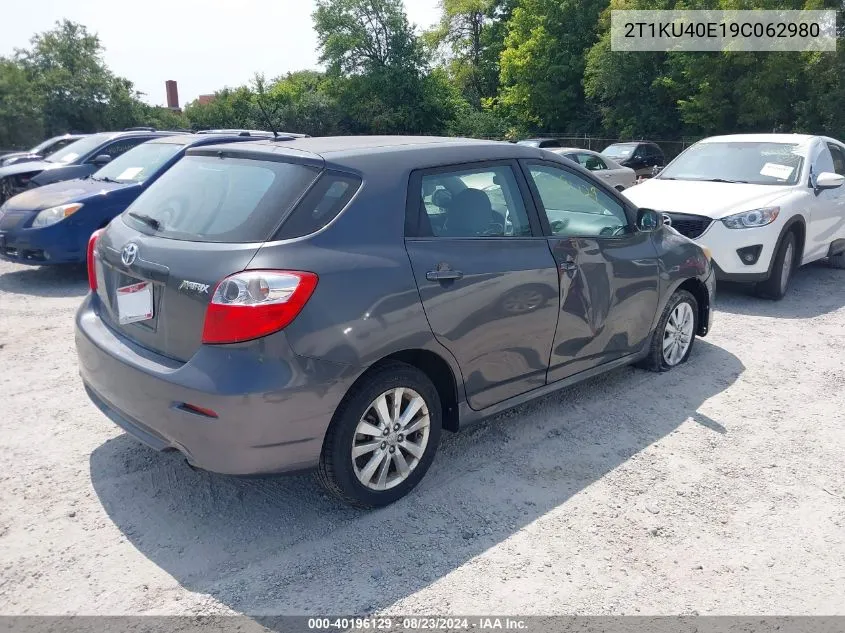 2009 Toyota Matrix VIN: 2T1KU40E19C062980 Lot: 40196129