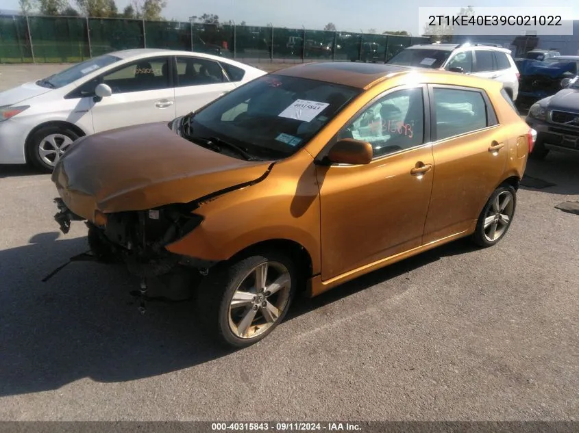 2009 Toyota Corolla Matrix S VIN: 2T1KE40E39C021022 Lot: 40315843