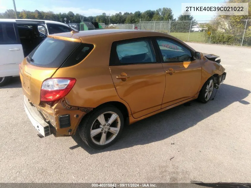 2009 Toyota Corolla Matrix S VIN: 2T1KE40E39C021022 Lot: 40315843