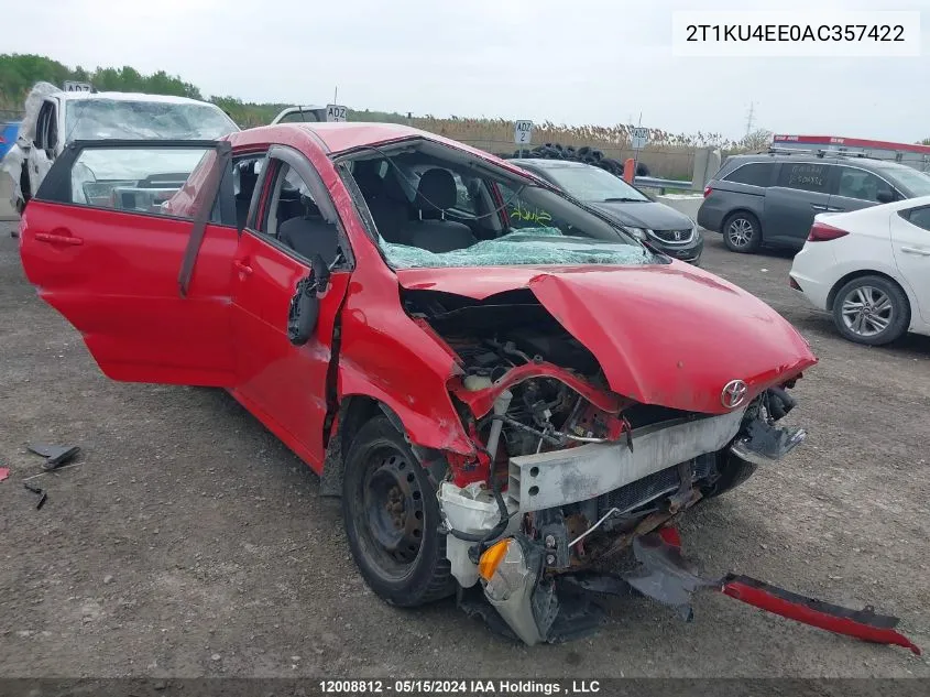 2010 Toyota Matrix VIN: 2T1KU4EE0AC357422 Lot: 12008812