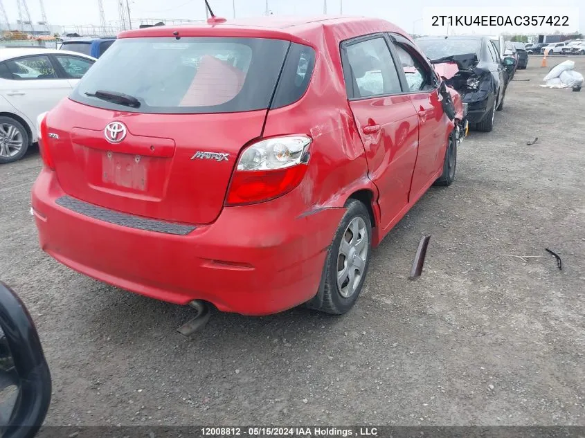 2010 Toyota Matrix VIN: 2T1KU4EE0AC357422 Lot: 12008812