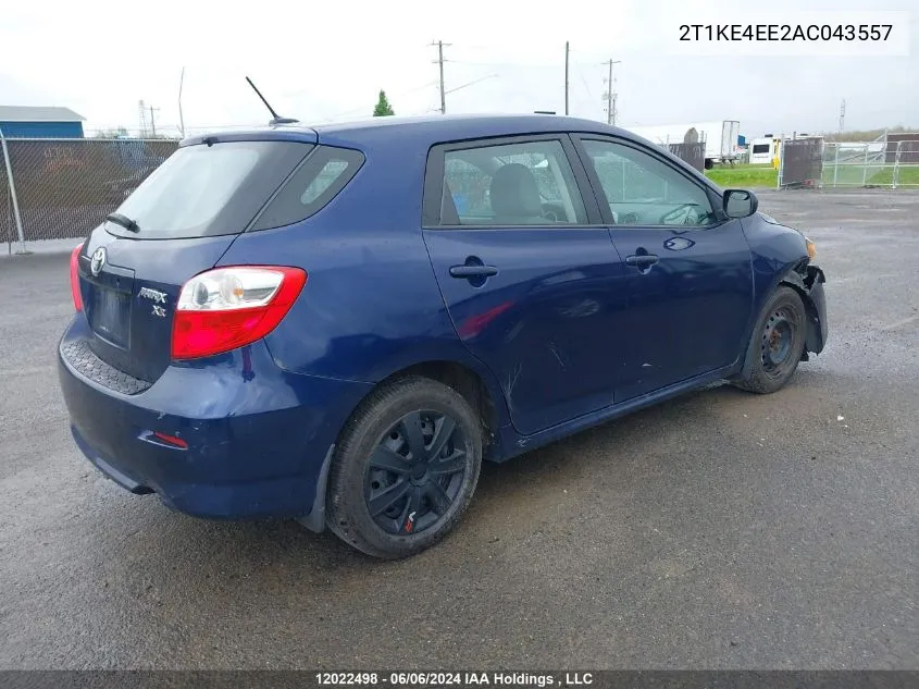 2010 Toyota Matrix Wagon VIN: 2T1KE4EE2AC043557 Lot: 12022498