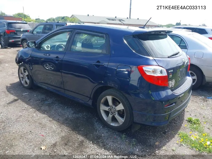 2010 Toyota Matrix Xr VIN: 2T1KE4EE4AC033113 Lot: 12025347