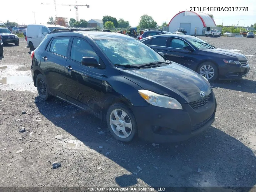 2010 Toyota Matrix VIN: 2T1LE4EE0AC012778 Lot: 12034397