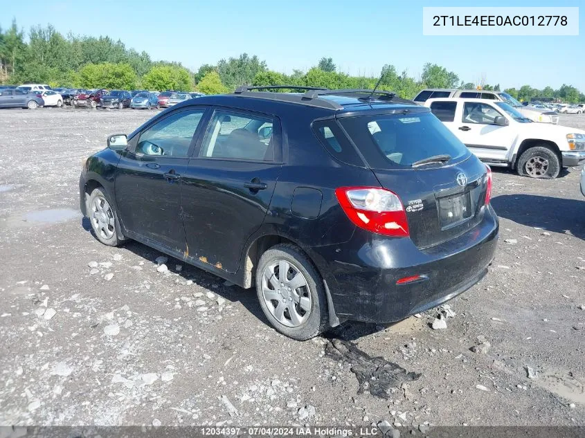 2010 Toyota Matrix VIN: 2T1LE4EE0AC012778 Lot: 12034397