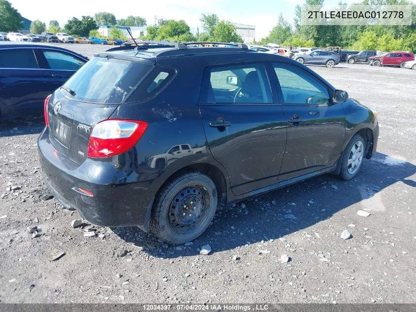 2010 Toyota Matrix VIN: 2T1LE4EE0AC012778 Lot: 12034397