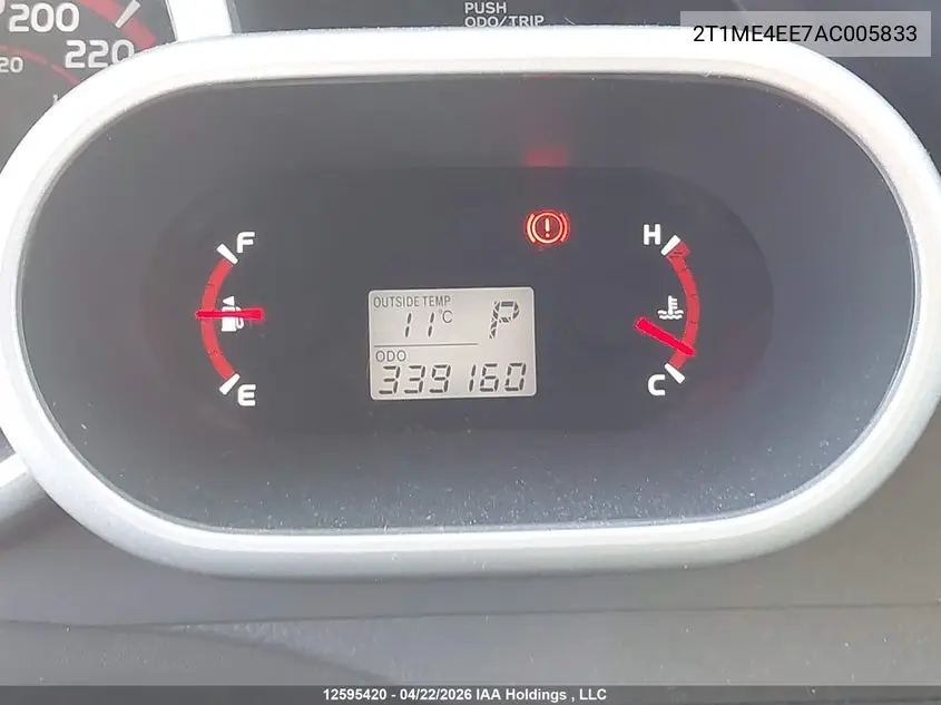 2010 Toyota Matrix Xrs VIN: 2T1ME4EE7AC005833 Lot: 12595420