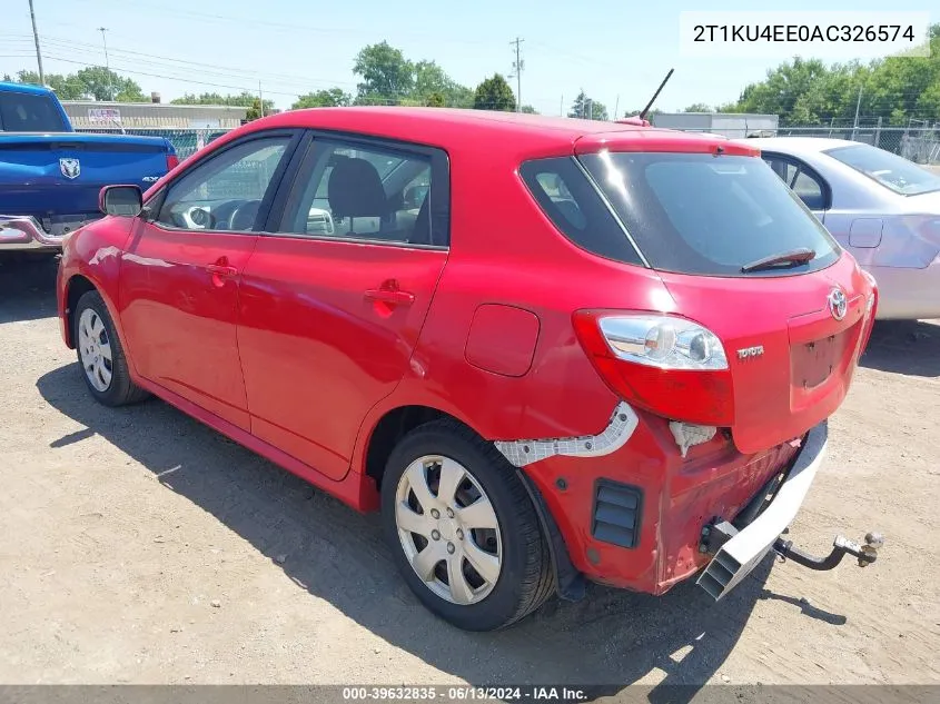 2010 Toyota Matrix VIN: 2T1KU4EE0AC326574 Lot: 39632835