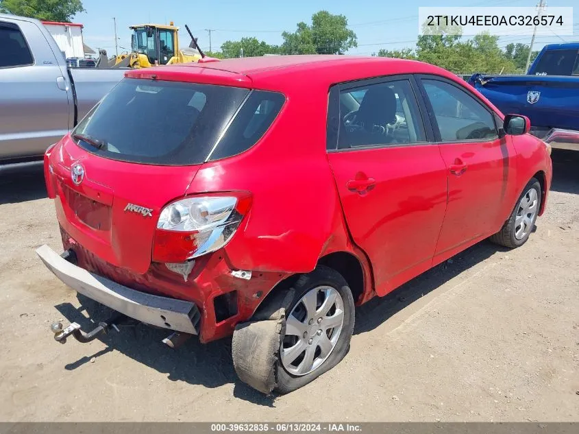 2010 Toyota Matrix VIN: 2T1KU4EE0AC326574 Lot: 39632835