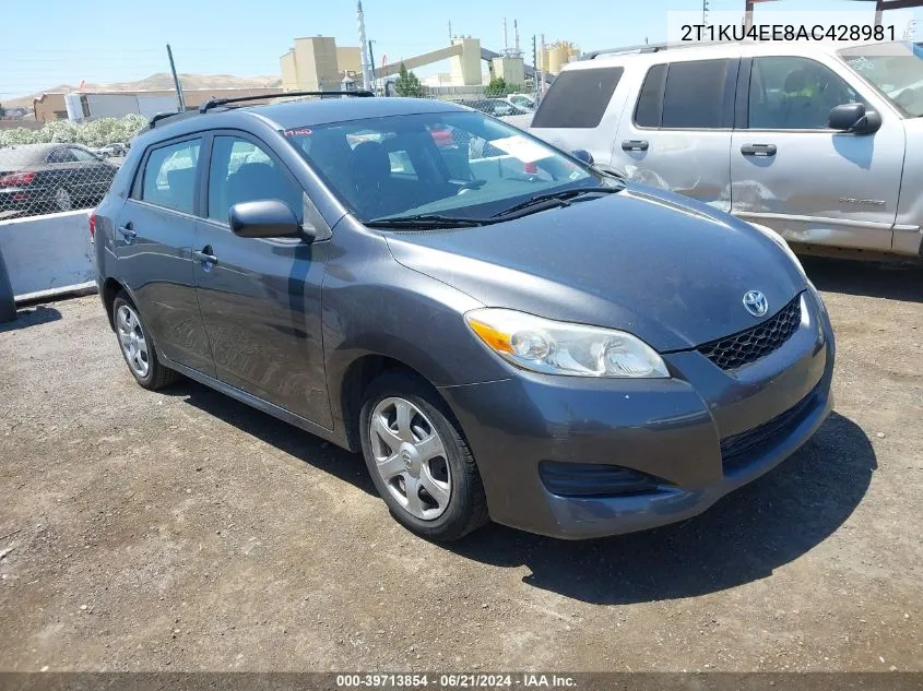 2010 Toyota Matrix VIN: 2T1KU4EE8AC428981 Lot: 39713854