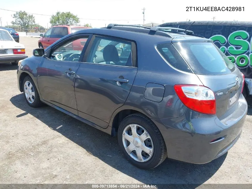 2010 Toyota Matrix VIN: 2T1KU4EE8AC428981 Lot: 39713854