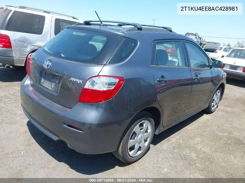 2010 Toyota Matrix VIN: 2T1KU4EE8AC428981 Lot: 39713854