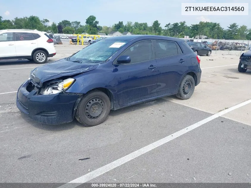 2010 Toyota Matrix VIN: 2T1KU4EE6AC314560 Lot: 39924020