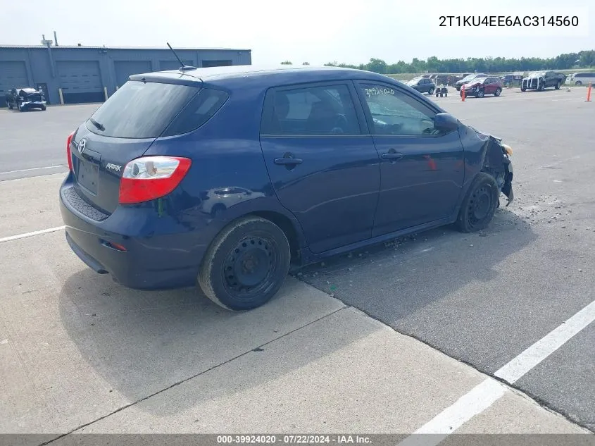 2010 Toyota Matrix VIN: 2T1KU4EE6AC314560 Lot: 39924020