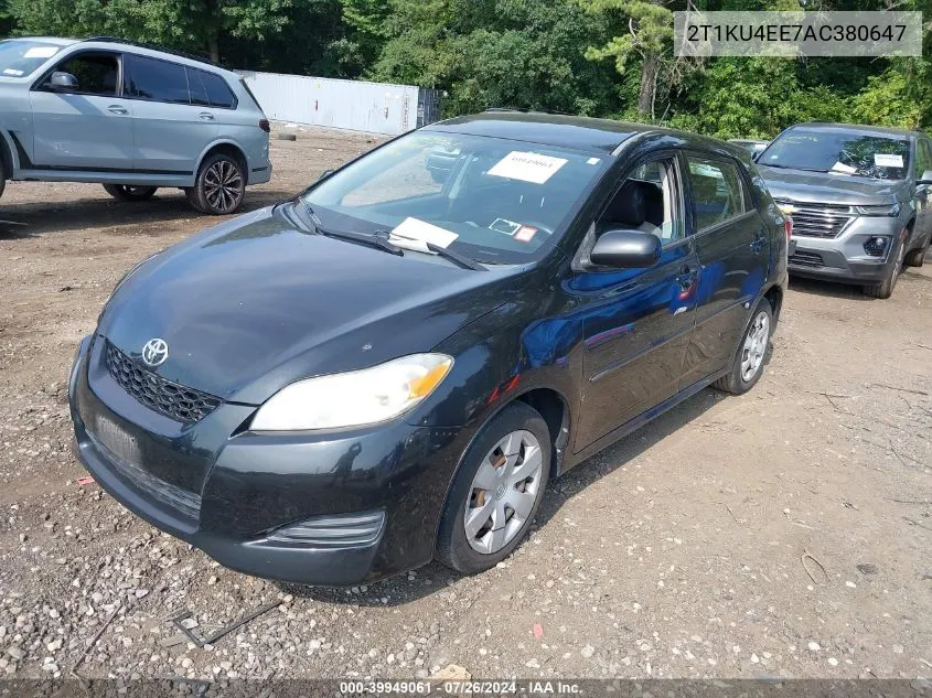 2010 Toyota Matrix VIN: 2T1KU4EE7AC380647 Lot: 39949061