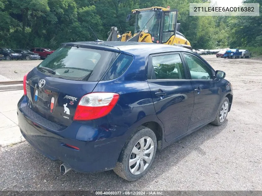 2010 Toyota Matrix S VIN: 2T1LE4EE6AC016382 Lot: 40080377