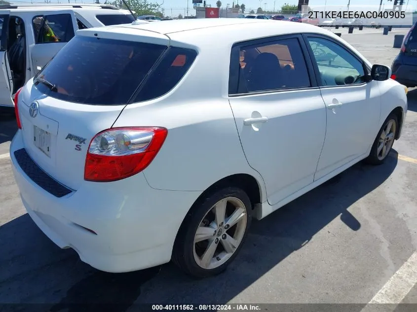 2010 Toyota Matrix S VIN: 2T1KE4EE6AC040905 Lot: 40111562