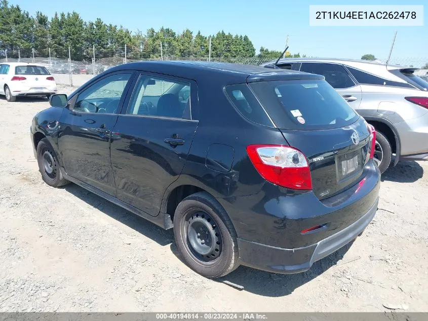 2010 Toyota Matrix VIN: 2T1KU4EE1AC262478 Lot: 40194814