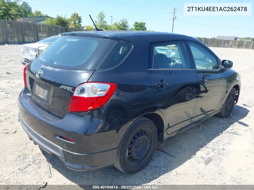 2010 Toyota Matrix VIN: 2T1KU4EE1AC262478 Lot: 40194814