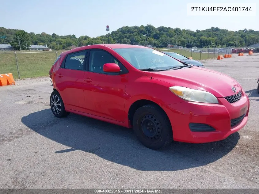 2010 Toyota Matrix VIN: 2T1KU4EE2AC401744 Lot: 40322815