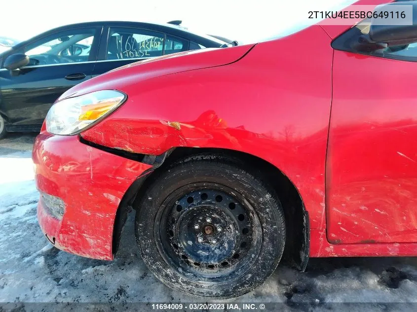 2011 Toyota Matrix VIN: 2T1KU4EE5BC649116 Lot: 11694009