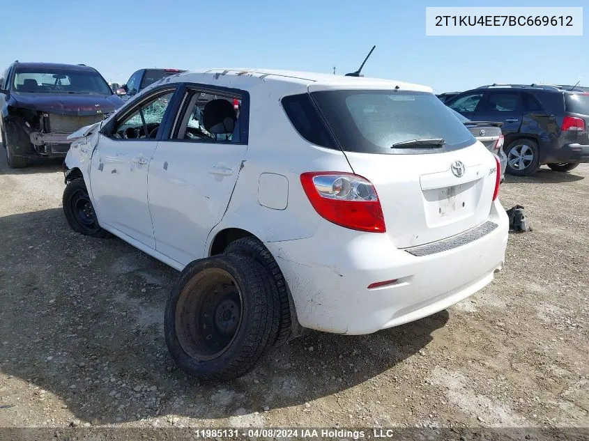 2011 Toyota Matrix Wagon VIN: 2T1KU4EE7BC669612 Lot: 11985131