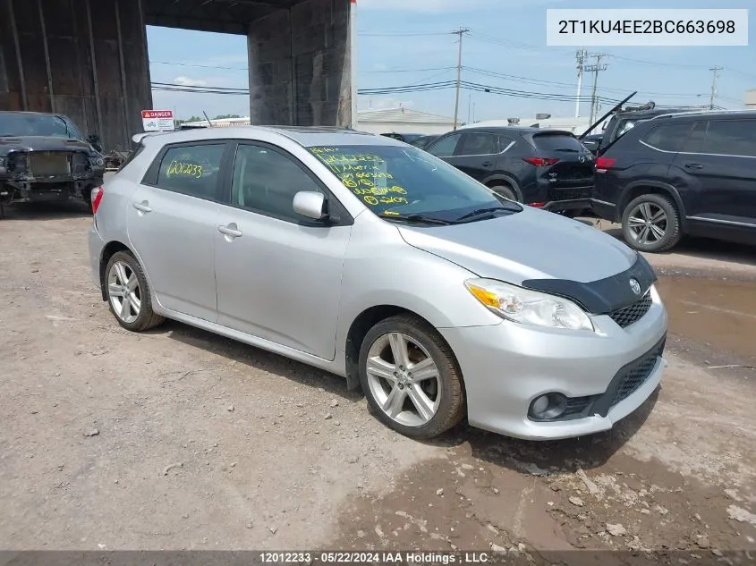 2011 Toyota Matrix VIN: 2T1KU4EE2BC663698 Lot: 12012233