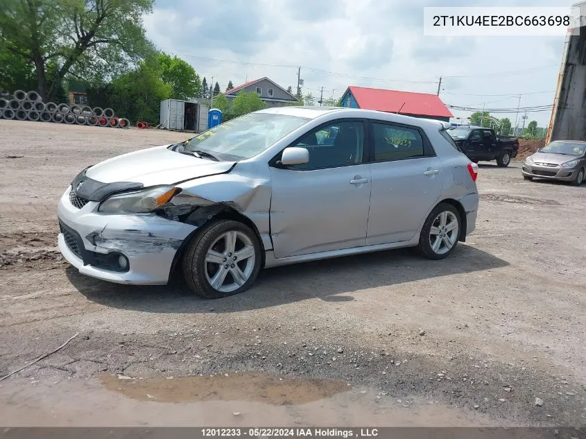 2011 Toyota Matrix VIN: 2T1KU4EE2BC663698 Lot: 12012233