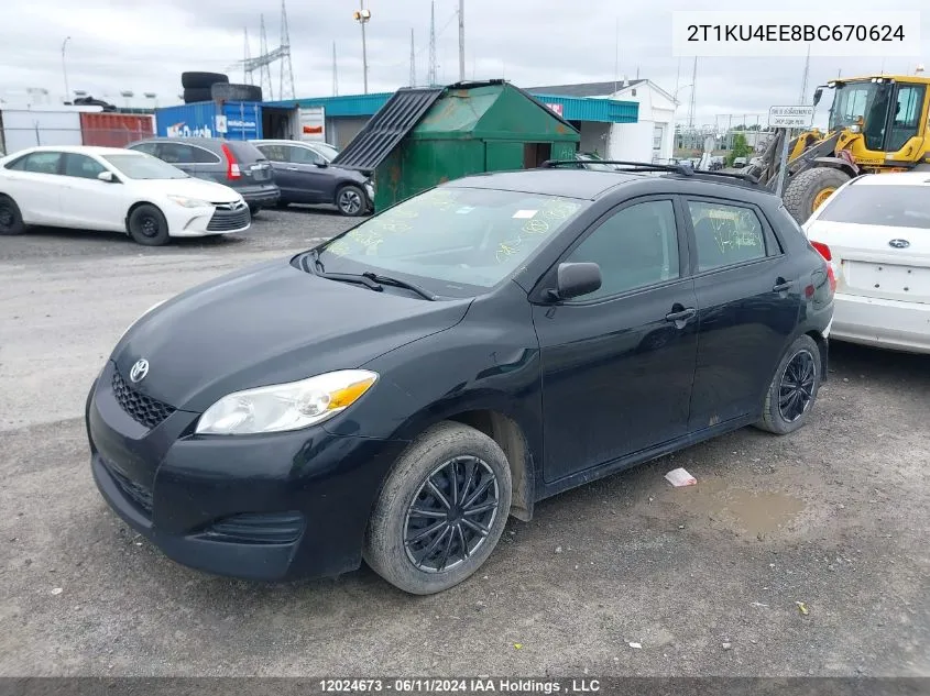 2011 Toyota Matrix Wagon VIN: 2T1KU4EE8BC670624 Lot: 12024673