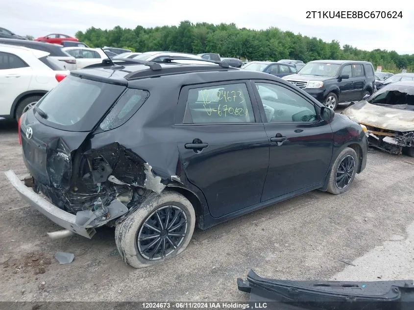 2011 Toyota Matrix Wagon VIN: 2T1KU4EE8BC670624 Lot: 12024673