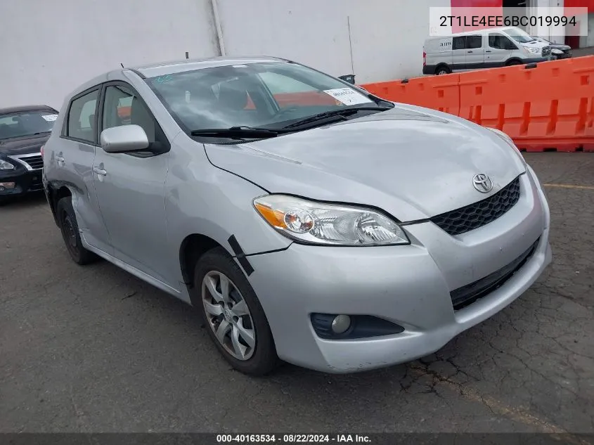 2011 Toyota Matrix S VIN: 2T1LE4EE6BC019994 Lot: 40163534