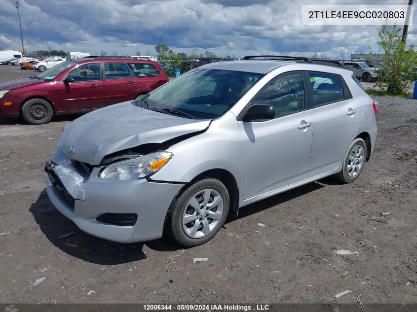 2012 Toyota Corolla Matrix S VIN: 2T1LE4EE9CC020803 Lot: 12006344