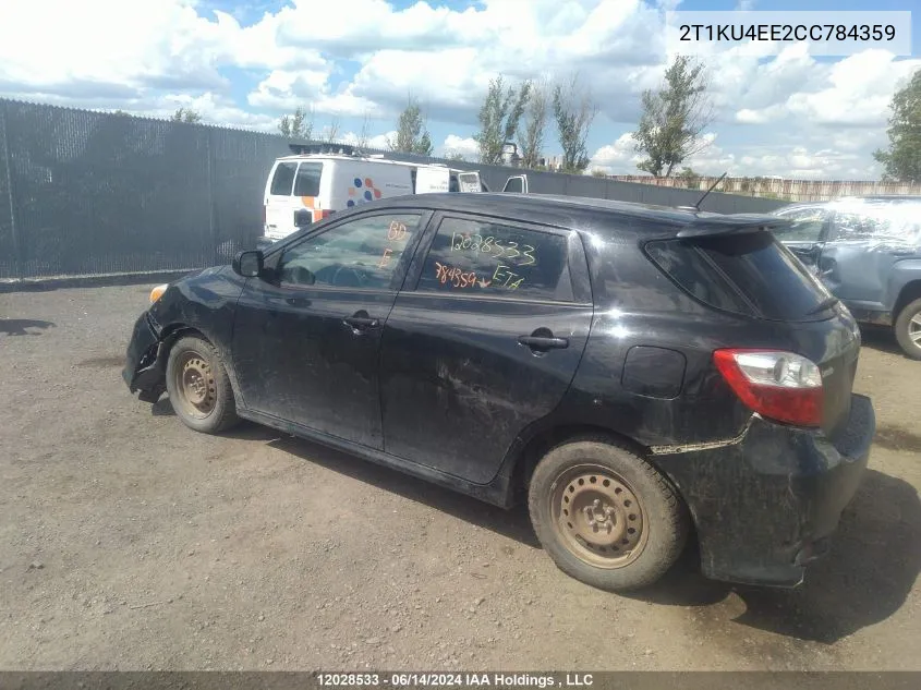 2012 Toyota Matrix VIN: 2T1KU4EE2CC784359 Lot: 12028533