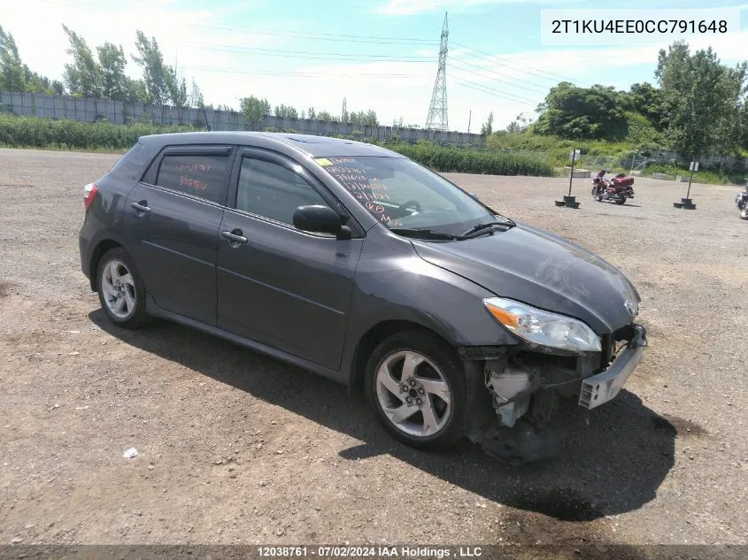 2012 Toyota Matrix VIN: 2T1KU4EE0CC791648 Lot: 12038761