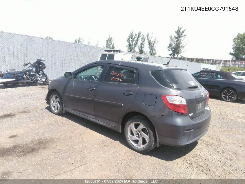 2T1KU4EE0CC791648 2012 Toyota Matrix