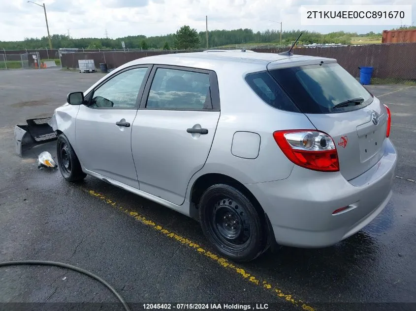 2T1KU4EE0CC891670 2012 Toyota Matrix