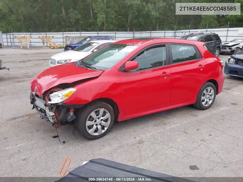 2012 Toyota Matrix S VIN: 2T1KE4EE6CC048585 Lot: 39634748