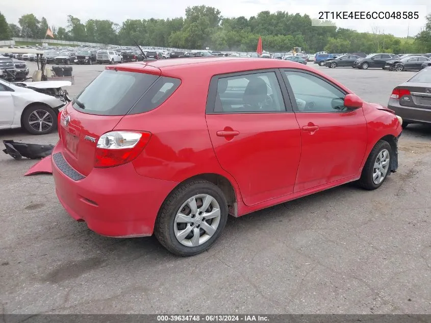 2012 Toyota Matrix S VIN: 2T1KE4EE6CC048585 Lot: 39634748