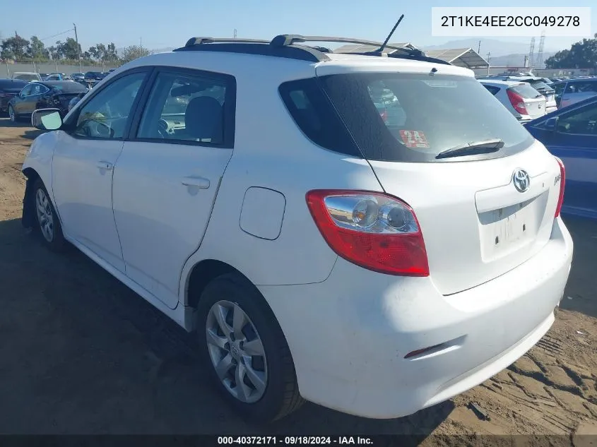 2012 Toyota Corolla Matrix S VIN: 2T1KE4EE2CC049278 Lot: 40372171