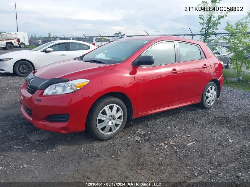 2013 Toyota Matrix Wagon VIN: 2T1KU4EE4DC058892 Lot: 12010461