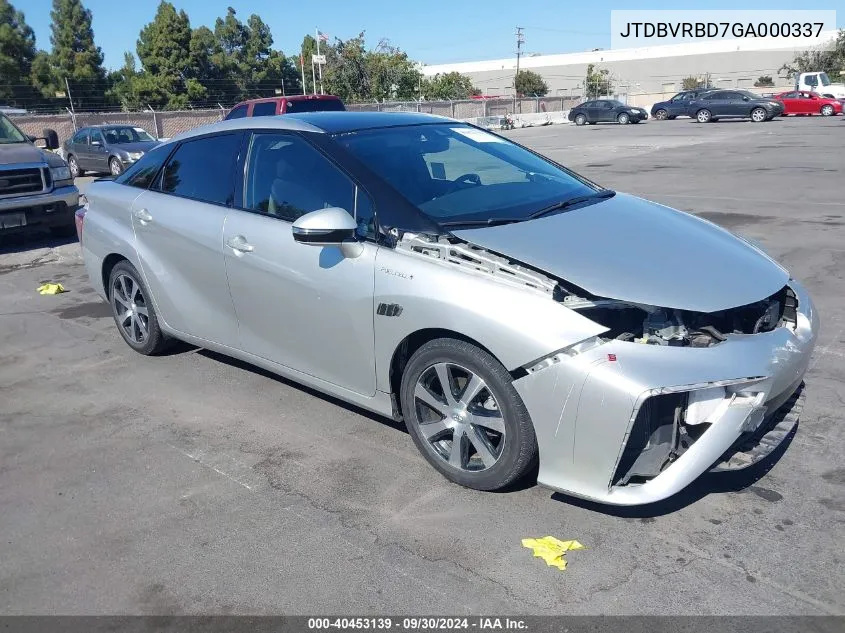 JTDBVRBD7GA000337 2016 Toyota Mirai