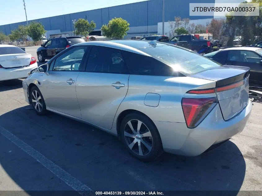 JTDBVRBD7GA000337 2016 Toyota Mirai