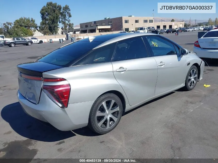 JTDBVRBD7GA000337 2016 Toyota Mirai