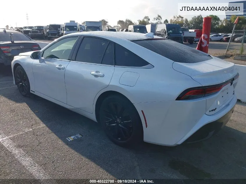 JTDAAAAAXNA004041 2022 Toyota Mirai Xle